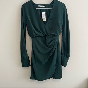 Dark Green Draped Mini Dress